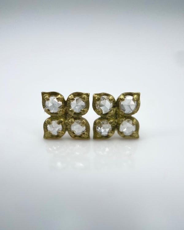Adel Chefridi Flower Mosaic Diamond & 18kt. Gold Earrings