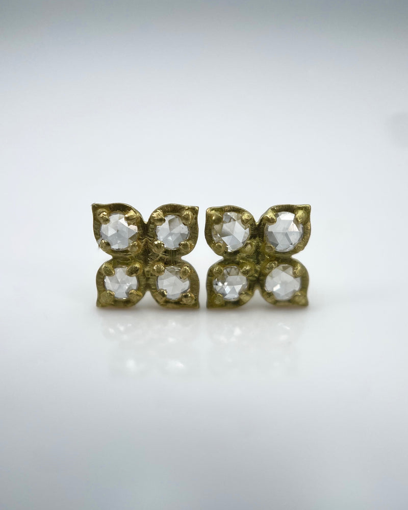 Adel Chefridi Flower Mosaic Diamond & 18kt. Gold Earrings