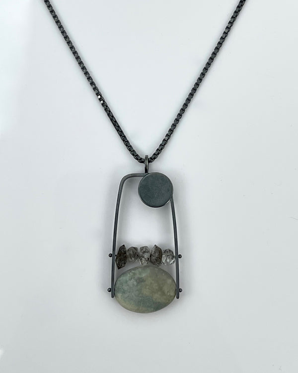 Ashka Dymel Squared Arc Necklace