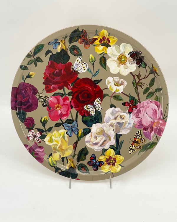 Large Roses Birch Wood Tray