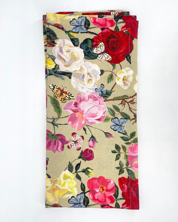 Roses Linen Tablecloth