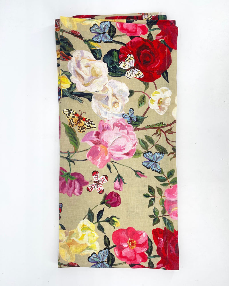 Roses Linen Tablecloth
