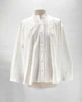 Basco Cotton Blouse with Frill, White