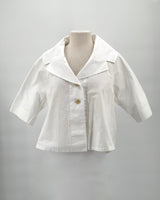 Basco Cotton & Linen Short Blouse, White