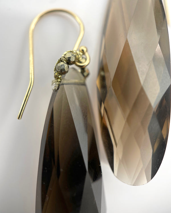 Danielle Welmond Long Smokey Quartz Drop Earrings