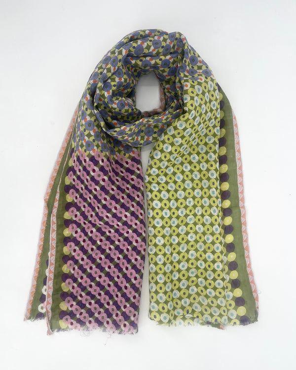 Dots Pattern Linen and Cotton Scarf