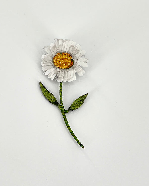 White Daisy Brooch