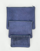 Metallic Distress Leather Pouches