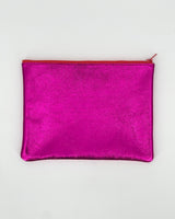Texture Matte Foil Electric Pink Leather Pouches