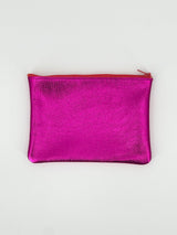 Texture Matte Foil Electric Pink Leather Pouches
