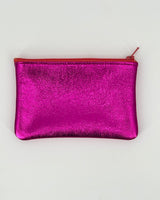 Texture Matte Foil Electric Pink Leather Pouches