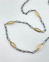 Dana Kellin Pearl, Dark Silver, and Gold Necklace
