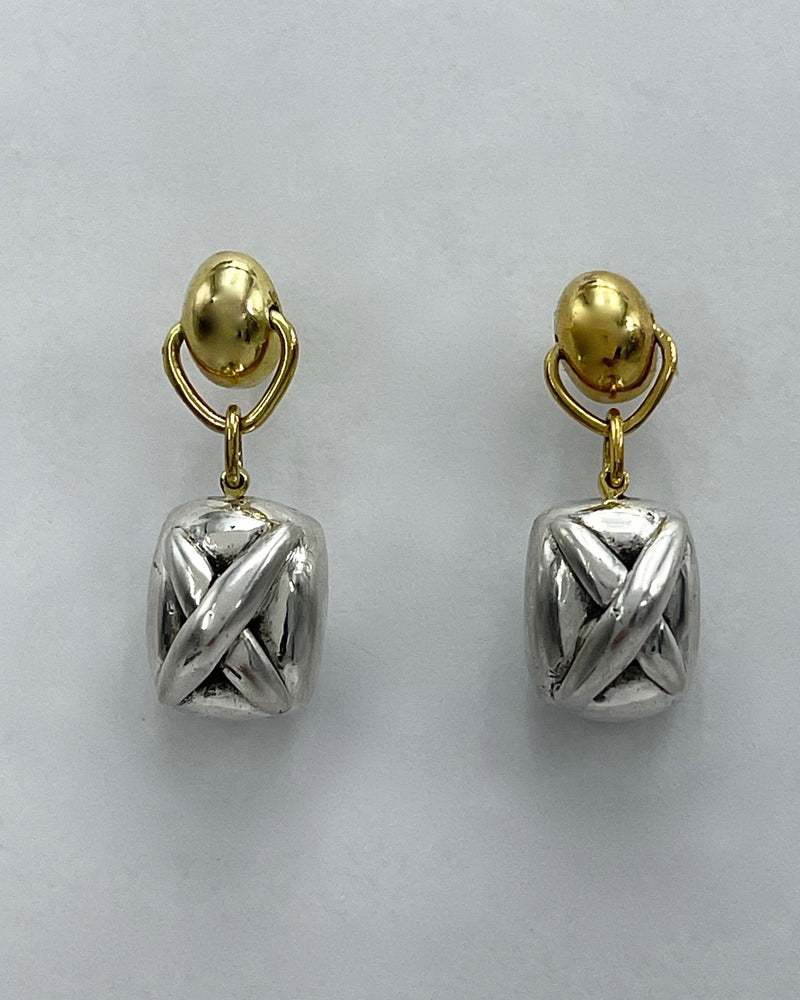 Vaubel Designs Reversible Silver X & Pearl Earrings