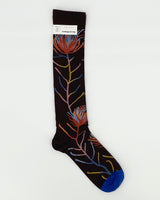 Flower-Dark Brown Women's Knee-High Socks