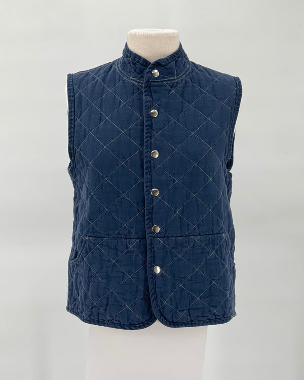 Quilted Snap Vest, Navy