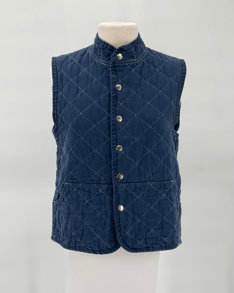 Quilted Snap Vest, Navy