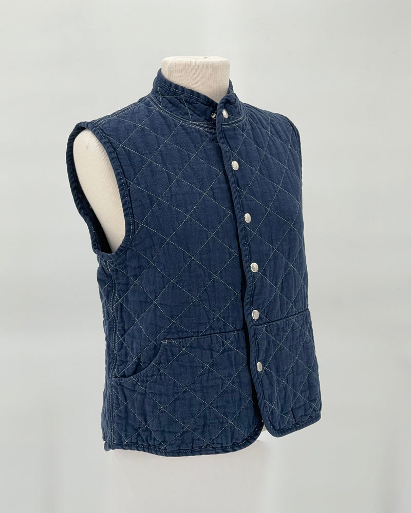 Quilted Snap Vest, Navy