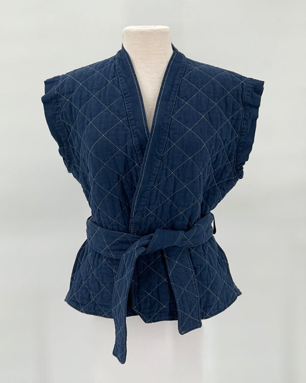 Quilted Wrap Vest, Navy