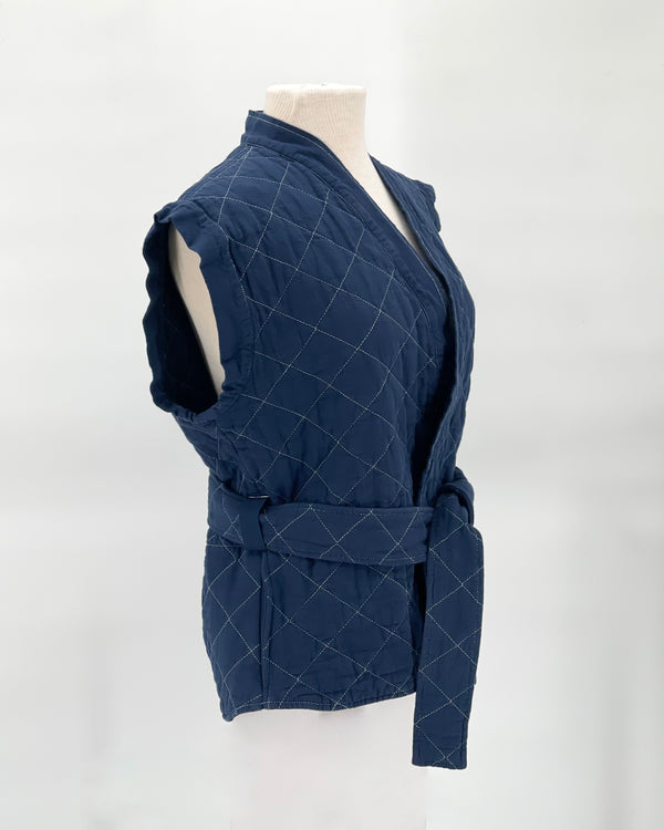 Quilted Wrap Vest, Navy
