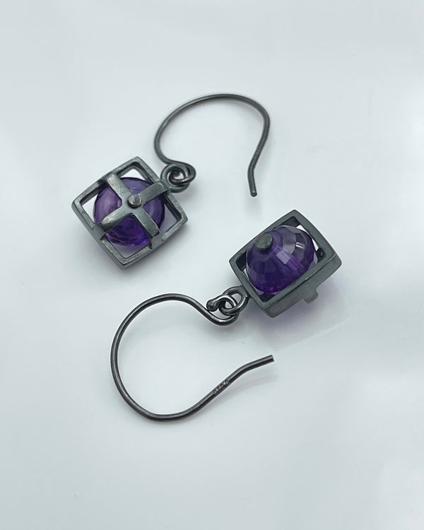 Ashka Dymel Square Cage Drop Earrings