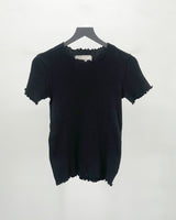 Waffle Rib Combo Crew Top, Black