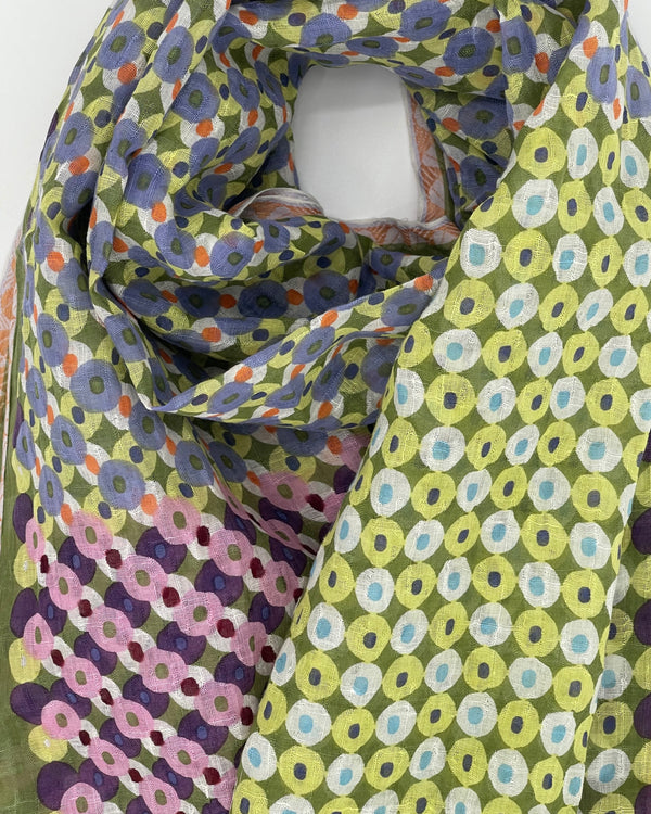 Dots Pattern Linen and Cotton Scarf