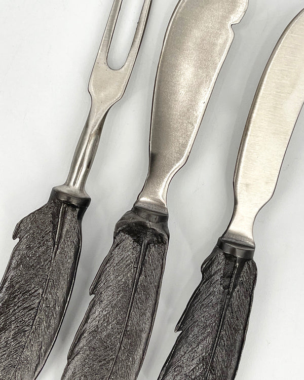 Pewter Feather Hostess Set