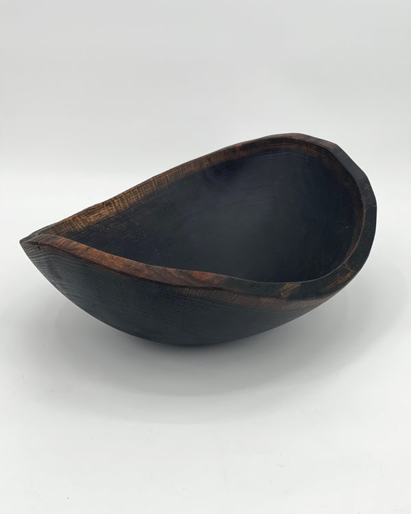 Black Ebonized Oak Oval Bowls