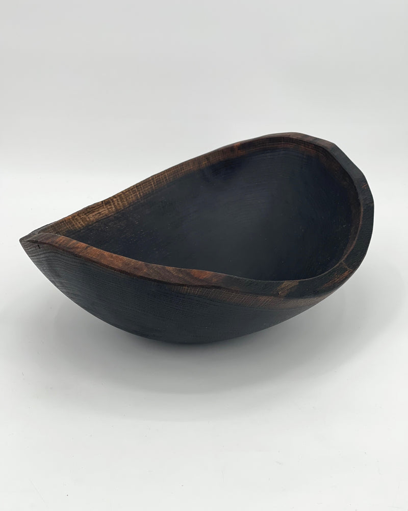 Black Ebonized Oak Oval Bowls