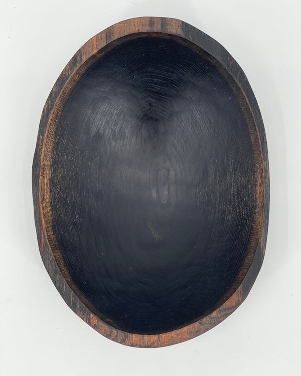 Black Ebonized Oak Oval Bowls
