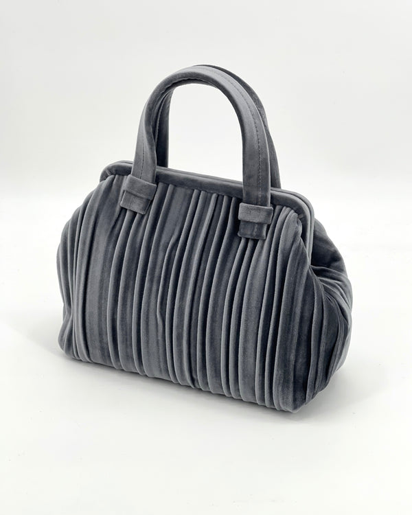 Alexandra Gray Velvet Handbag
