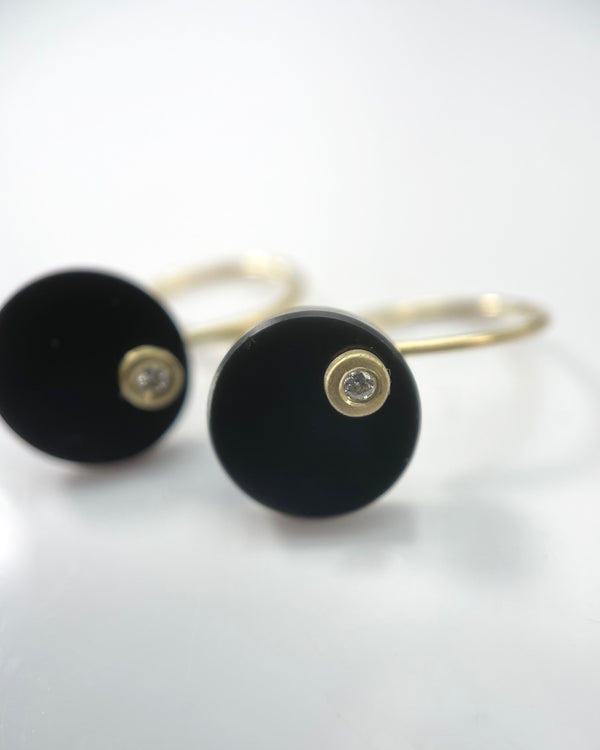 Carla Caruso Diamond & Onyx Disc Earrings