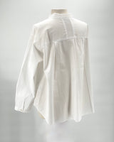 Basco Cotton Blouse with Frill, White