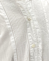 Basco Cotton Blouse with Frill, White