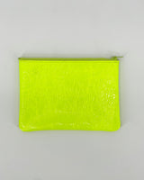 Fluoro Yellow Leather Pouches