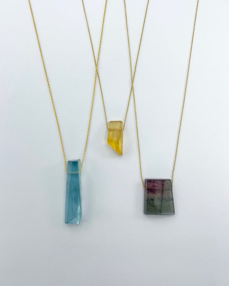 Margaret Solow Stone & Gold Chain Necklaces