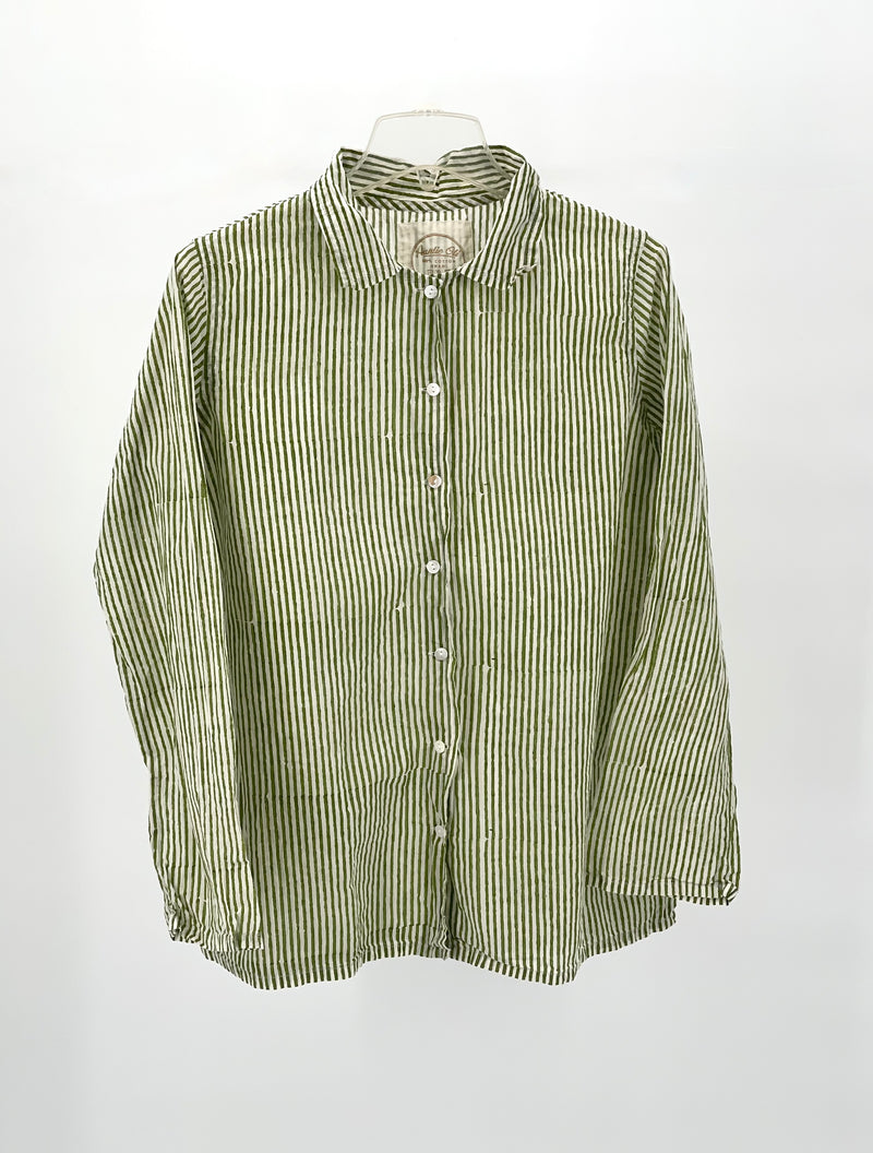 Green Stripe Cotton Shirt