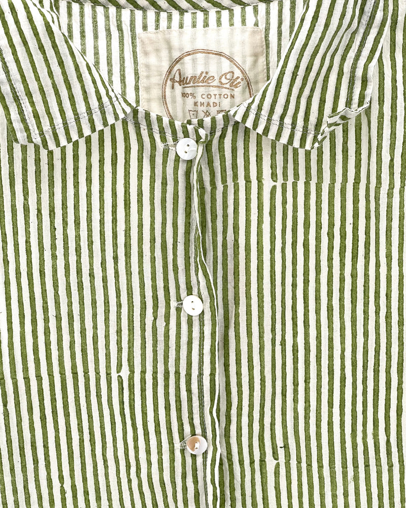 Green Stripe Cotton Shirt