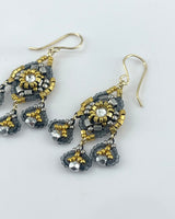 Miguel Ases Grey/Gold Chandelier Earrings
