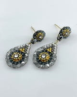 Miguel Ases Grey/GoldTeardrop Earrings
