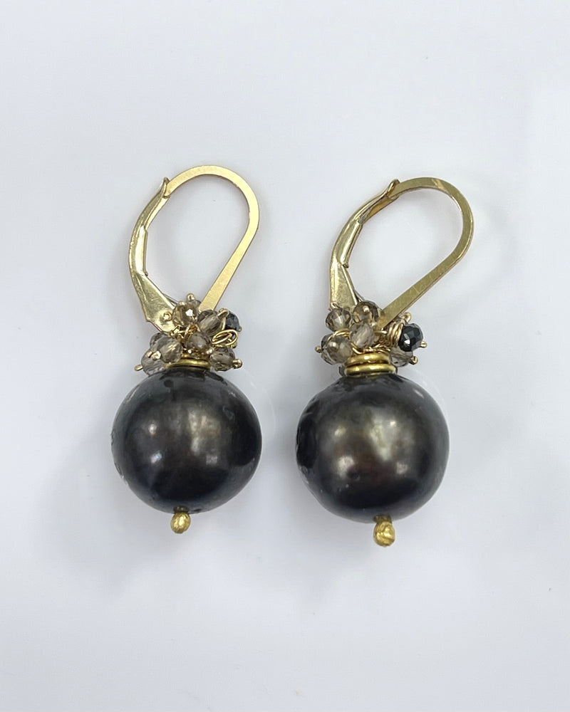 River Song Charcoal Pearl Fringe Earrings