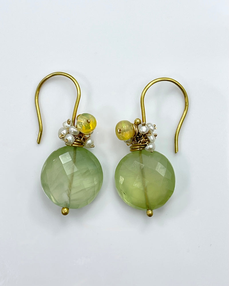River Song Prehnite Coin Earrings