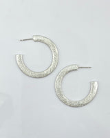 Heather Guidero Carved Flat Silver Hoops