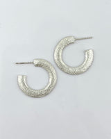 Heather Guidero Carved Flat Silver Hoops