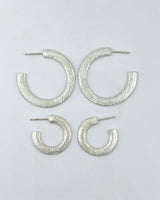 Heather Guidero Carved Flat Silver Hoops
