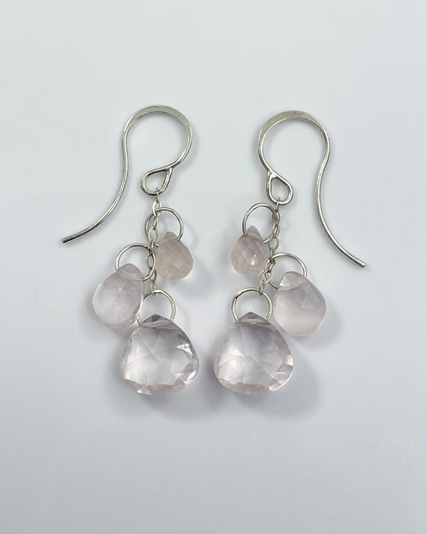 Melissa Joy Manning Rose Quartz Triple Drop Earrings
