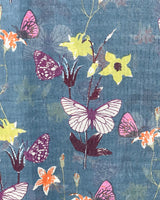 Butterflies and Flowers Scarf, Bluestone
