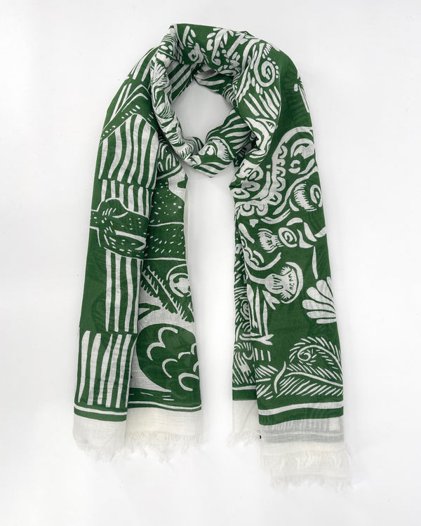 Dromedary and Octopus Green Scarf