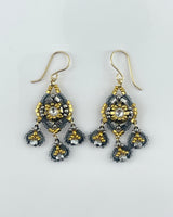 Miguel Ases Grey/Gold Chandelier Earrings