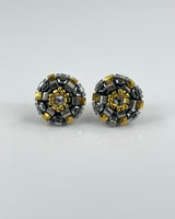 Miguel Ases BlueWhite Flower Button Earrings
